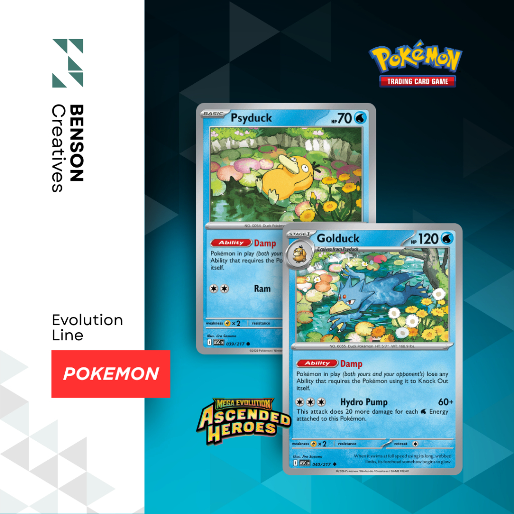 Psyduck, Golduck (สายวิวัฒนาการ) [วีรบุรุษที่แนบมา] Pokémon TCG