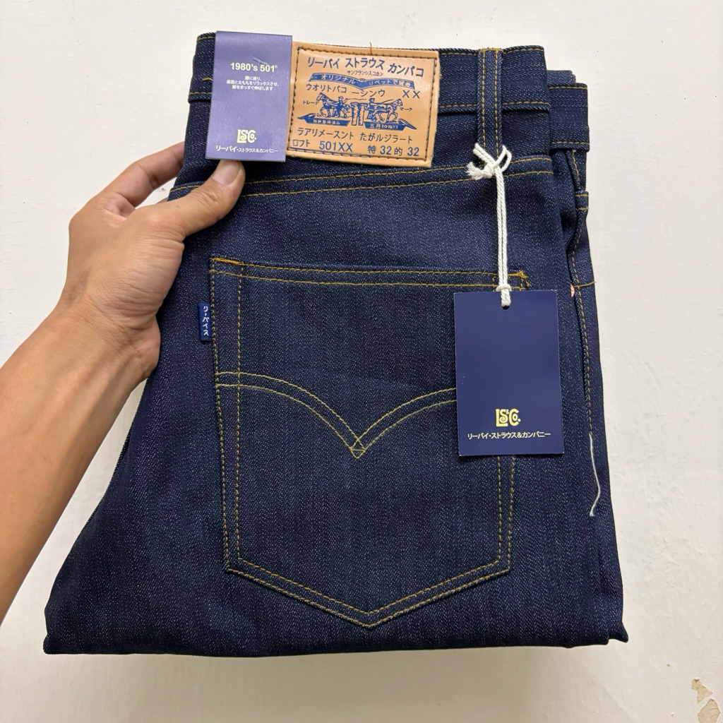 Big E KATAKANA 13oz bluetab เซลาวาเก ตัดปกติ