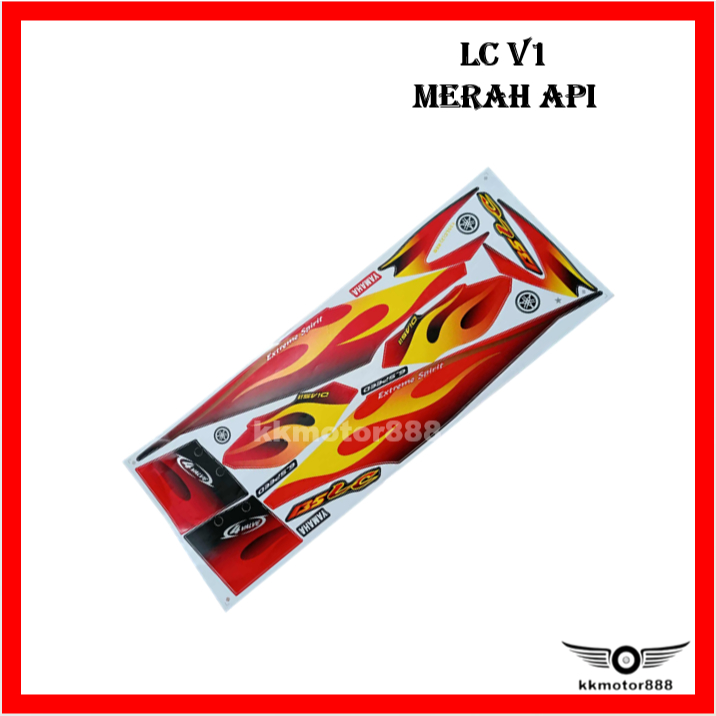 [GOOD QUALITY !!!] สติ๊กเกอร์ YAMAHA LC135 135LC LC 135 V1 MERAH API (2) OEM / STRIPE RED FIRE (2) L