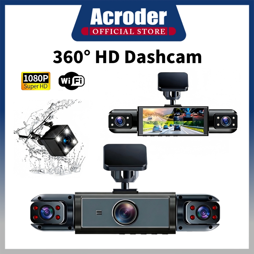 Acroder Y13 WiFi Dashcam รถ 4 กล้อง 1080P HD อินฟราเรด Night Vision การตรวจสอบรอบด้าน