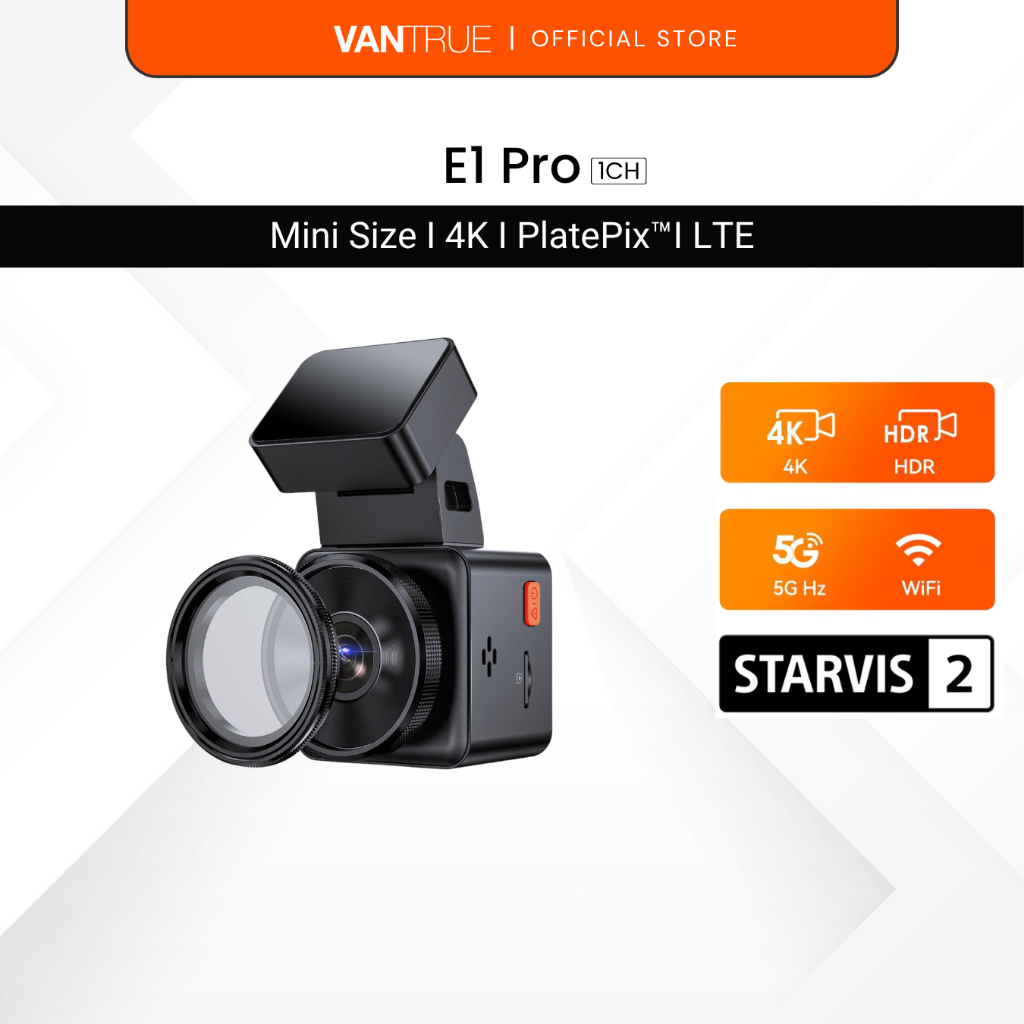 Vantrue E1 Pro Dash Cam - 4K HDR I PlatePixTM I Sony STARVIS 2 Image Sensor