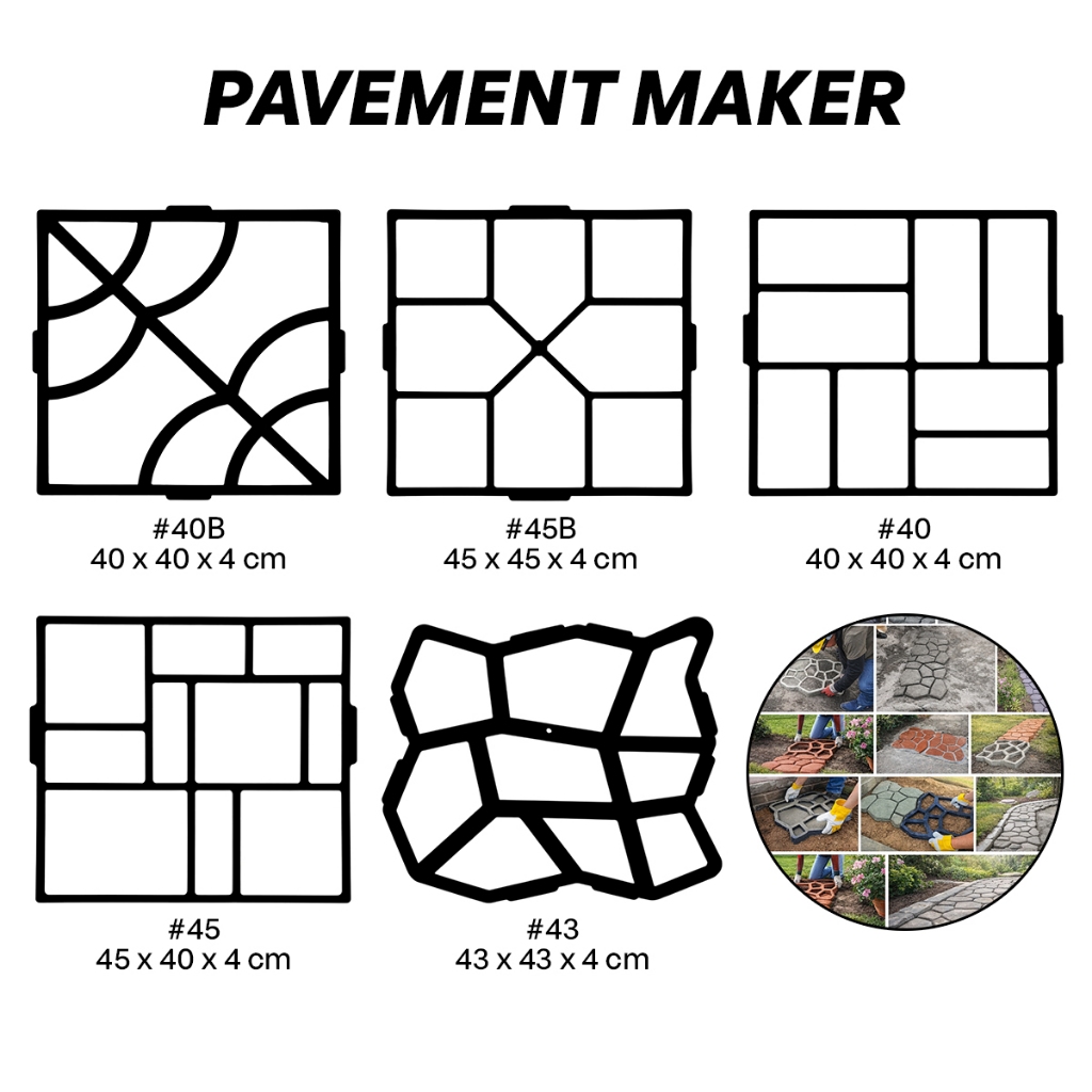 Garden Pavement Maker พลาสติก Mould DIY หิน Pavement สวนเส้นทางตกแต่งซีเมนต์