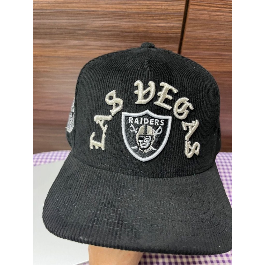 NE 9 Fifty A 3X Champs Script Logo LA Raiders Cord Black Baseball Cap Adjustable Snapback
