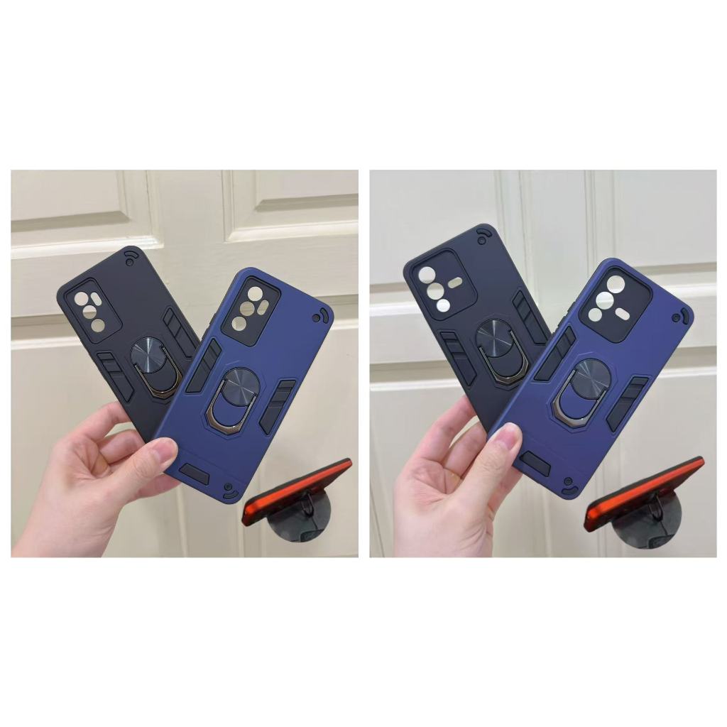 VIVO V23E(4G/5G)/VIVO V23(5G) Hybrid Armor Metal Ring Holder Hard Case Stand Case