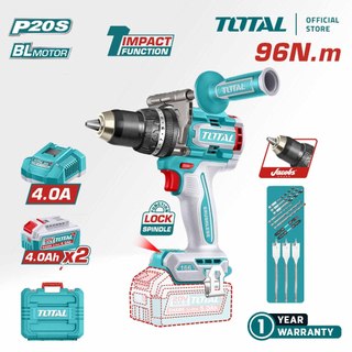 TOTAL Tools Cordless Impact Drill + Battery + Charger (20V / 96Nm / 13mm / Brushless) TIDLI209685 / TIDLI209686