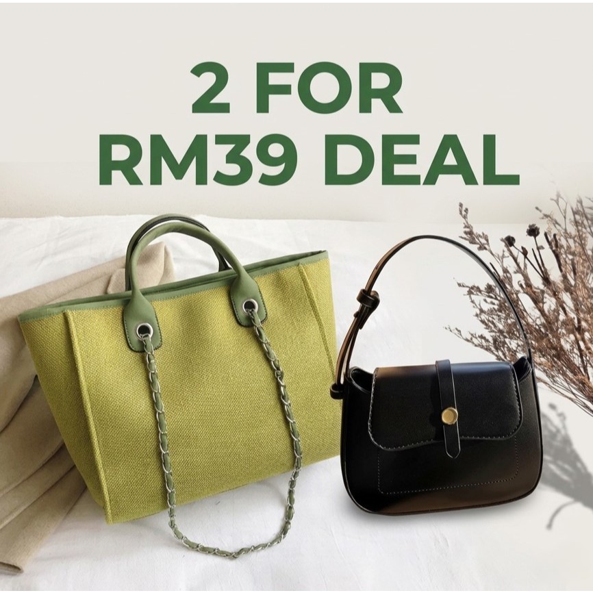 2 สําหรับ RM39 สุภาพสตรีแฟชั่น Tote Bag ทุกวันใช้