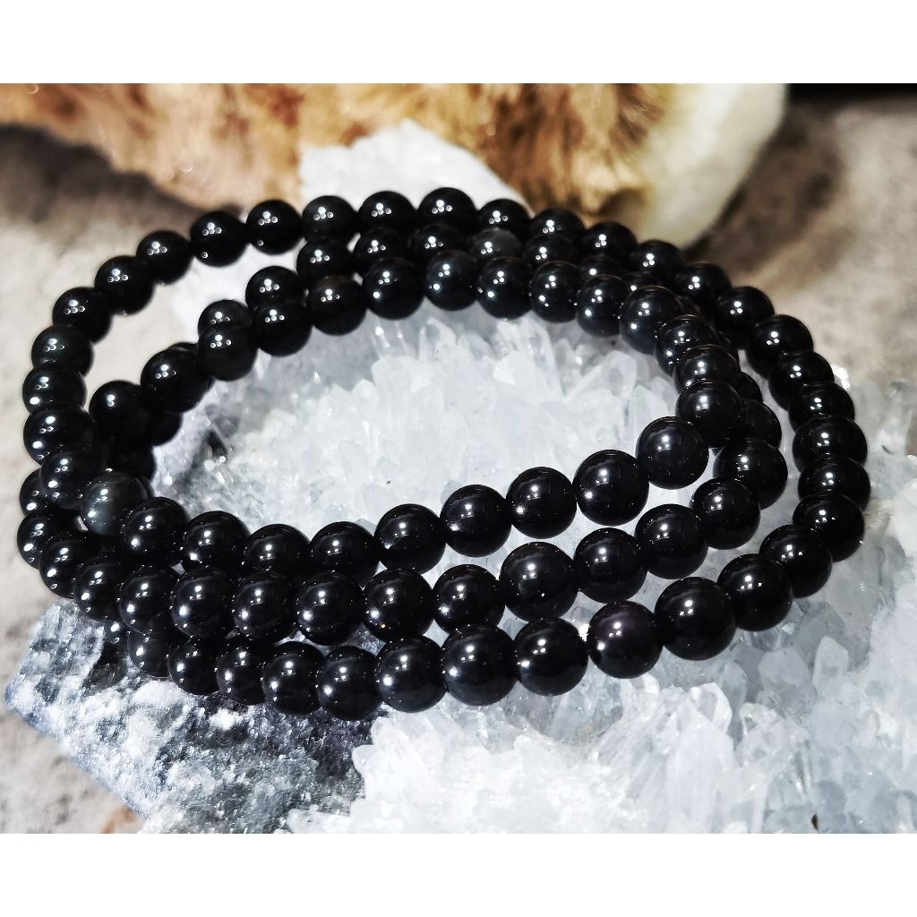 สร้อยคอออบซิเดียนสีรุ้งธรรมชาติ AS0396-3R