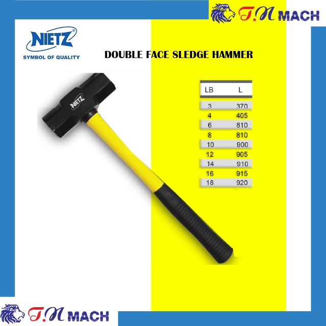 NIETZ DOUBLE FACE SLEDGE HAMMER 3LB /4LB / 6LB /8LB /10LB /12LB /14LB /16LB /18LB