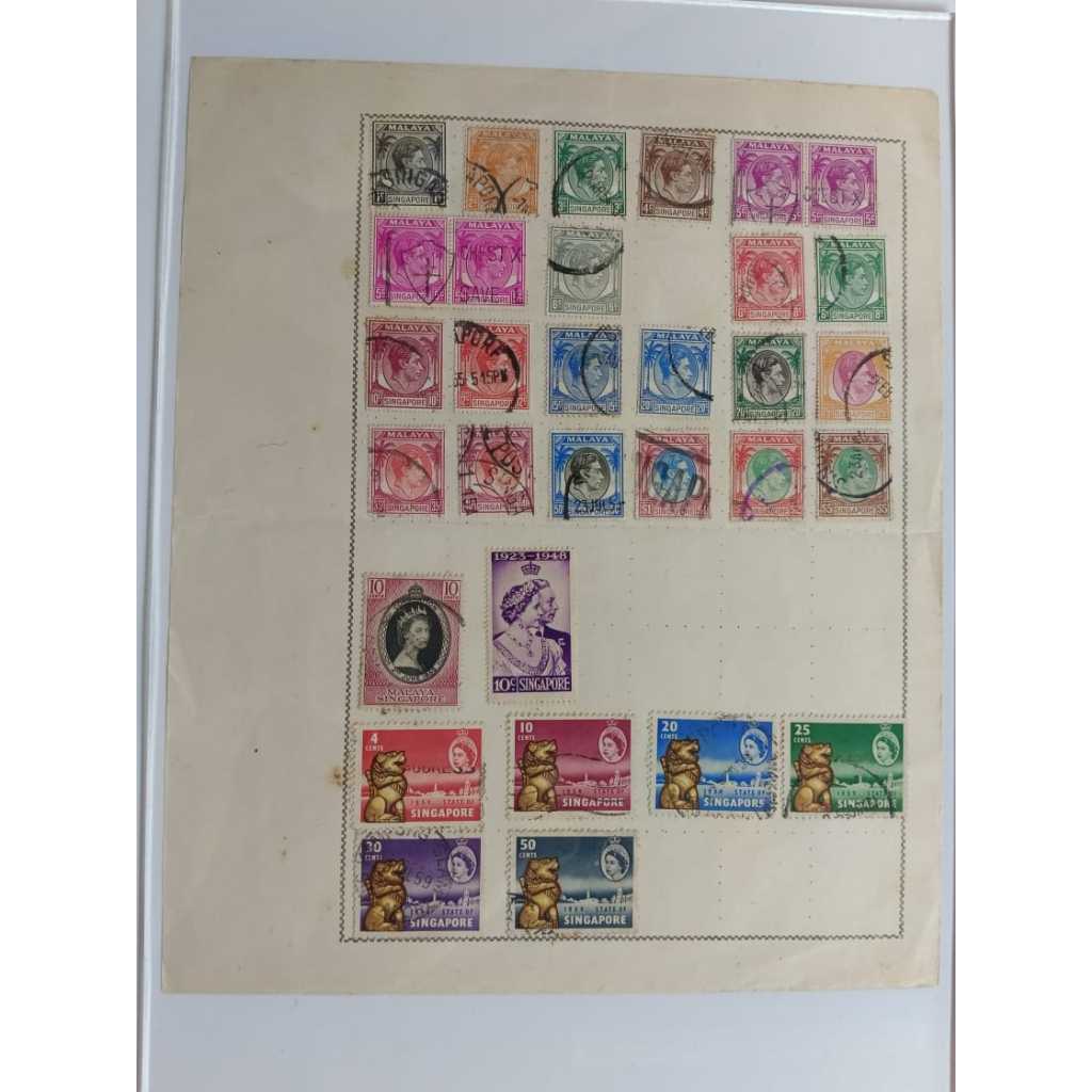 G2712 หน้าคอลเลกชั่น Malaya (1940s–1960s) – Mixed Used , 1948 KGVI Definitive set Lion 6v , แสตมป์ 3