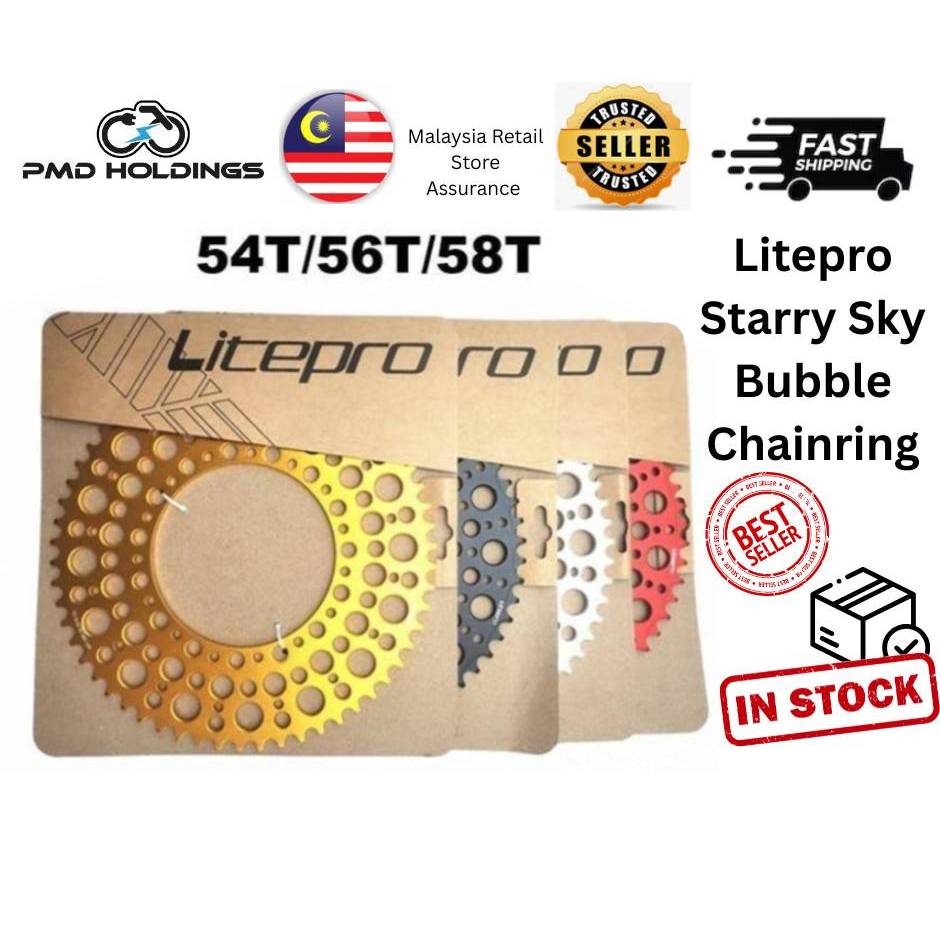 Litepro Bubble Starry Sky Chainring Crankset โลหะผสม Chainwheel 130 มม.BCD 54T 56T 58T 空星泡链盘 合金牙盘