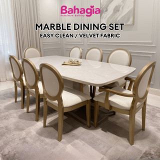 ✨Free Install✨ Bahagia Champagne Louise 6/8 Seater Marble Dining Set~Dining Room~Set Meja Makan~Dining Table 65-25