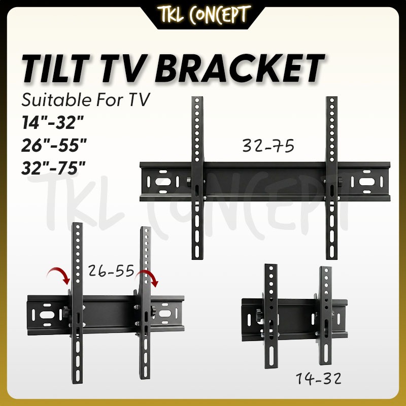 Rak TV Dinding 14-75 นิ้ว Universal Tilting Wall Mount Bracket LCD LED VESA TKL Concept