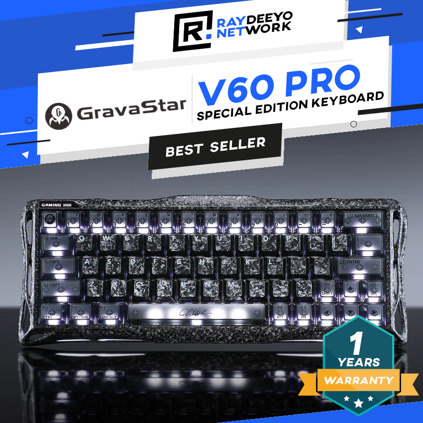 GravaStar Mercury V60 Pro Special Edition Cyber Frost Black HE Gaming Keyboard 8K Polling