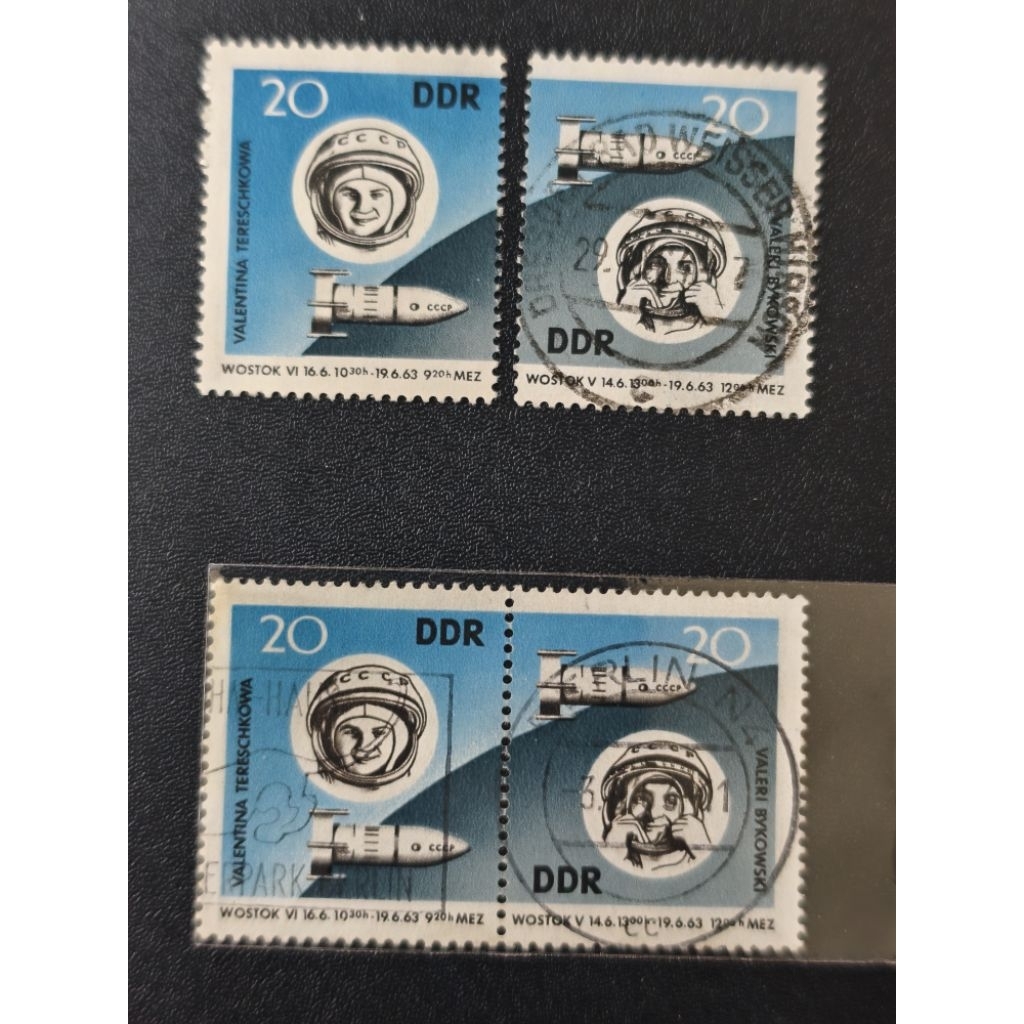 AK86 DDR Germany 1963 Vostok 5 และ Vostok 6 ช่องแสตมป์ภารกิจครบชุด 2v หรือ 2v หนึ่งคู่ที่ใช้