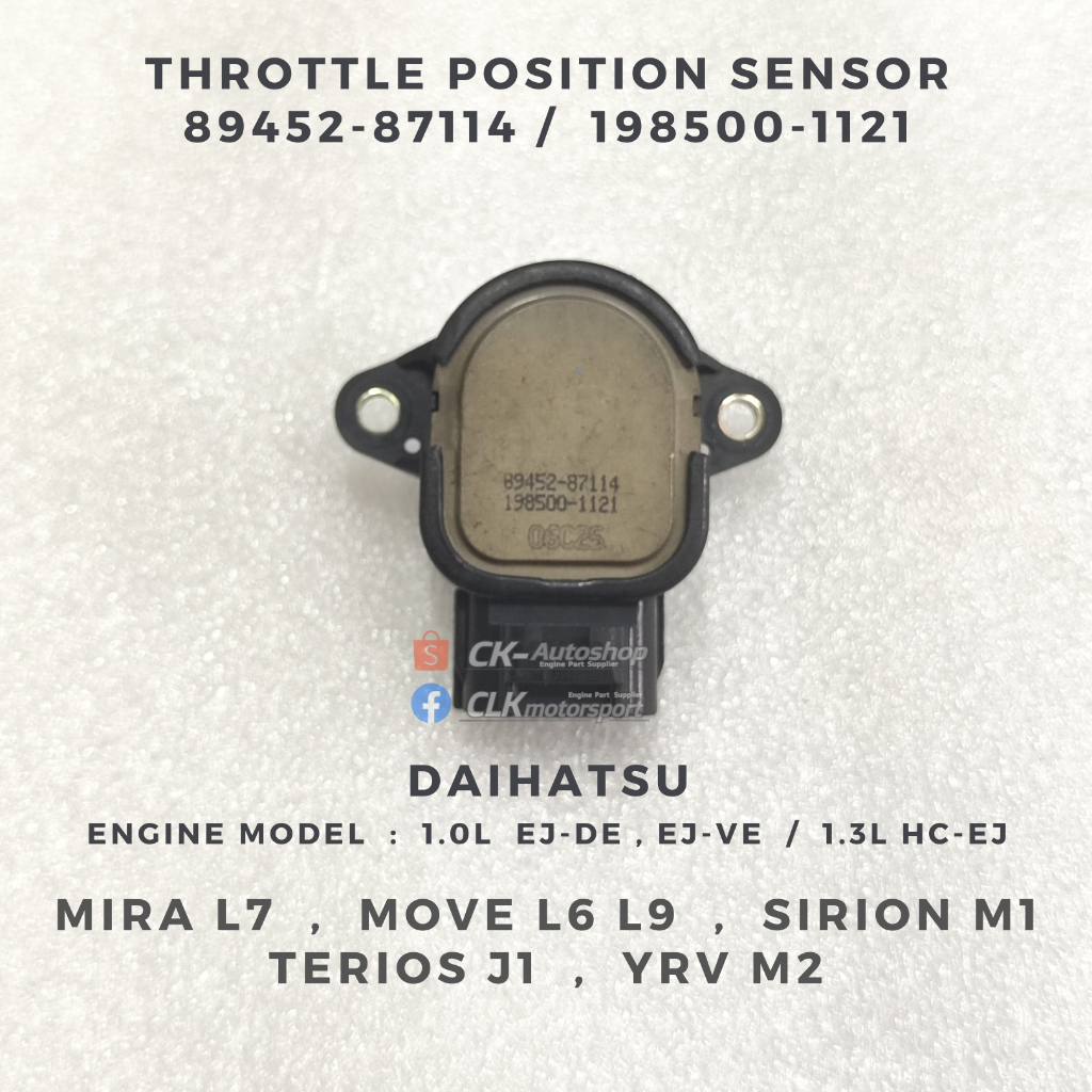 89452-87114 / 198500-1121 เซ็นเซอร์ TPS - Daihatsu 1.0L EJDE EJVE 1.3L HCEJ Mira L7 Move L6 L9 Sirio