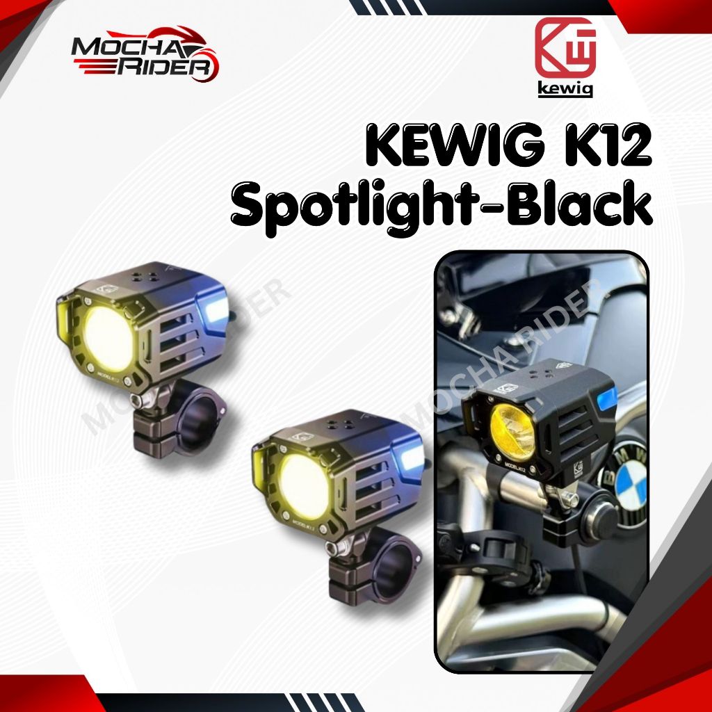Kewig K12 Spotlight 90W 6000K LED IP68 ไฟรถจักรยานยนต์ DRL สีฟ้าสีขาวสีเหลือง Beam Kit