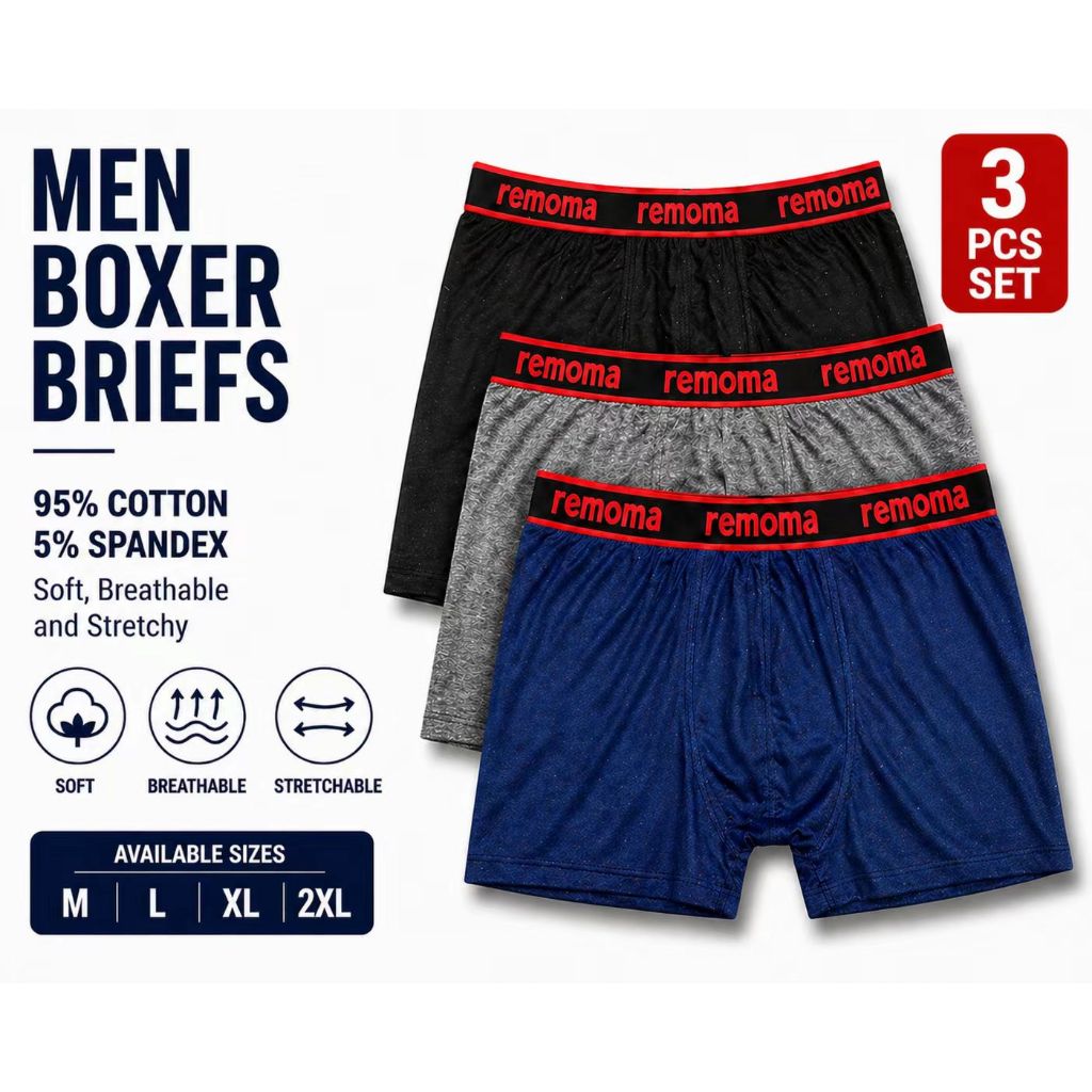 [3 ชิ้น] ผู้ชาย Boxer/ Seluar Boxer Lelaki ผู้ใหญ่/ Speender Lelaki/ ชุดชั้นในชาย/ Seluar Boxer Lela