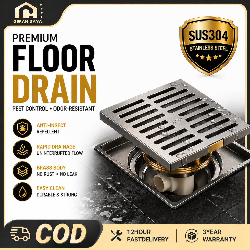 ห้องน้ํา FITTINGS สแตนเลส SUS 304 TILES PERANGKAP LANTAI INSERT FLOOR DRAIN FLOOR TRAP GRAIN พื้น