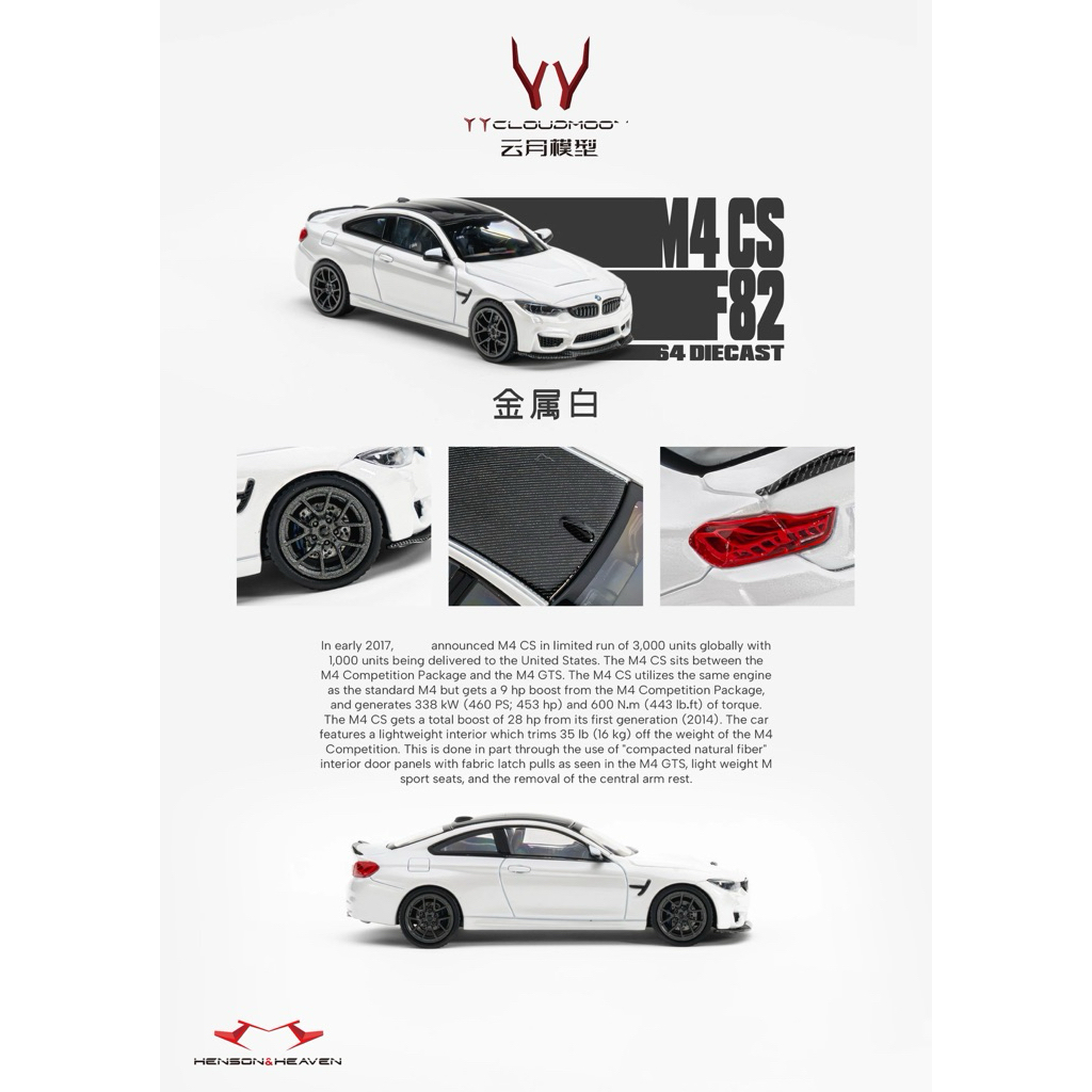 HH (Henson & Heaven) BMW M4 CS F82 Snow White (Diecast 1/64)