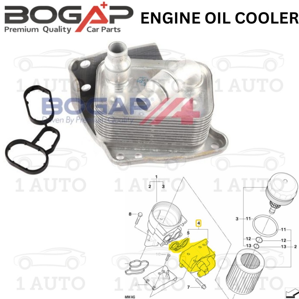 น้ํามันเครื่อง BOGAP COOLER HEAT EXCHNGER BMW E90 318i 320i N46 E87 116i 118i 120i E84 X1 18i E46 31