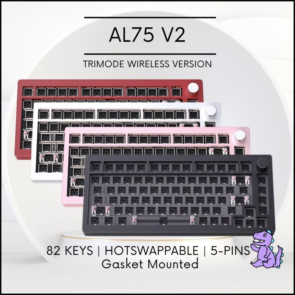 AL75 V2 ไร้สาย CNC อลูมิเนียมกรณี Hot Swap RGB ปะเก็นชุดคีย์บอร์ดแบบกลไกปะเก็นที่กําหนดเอง