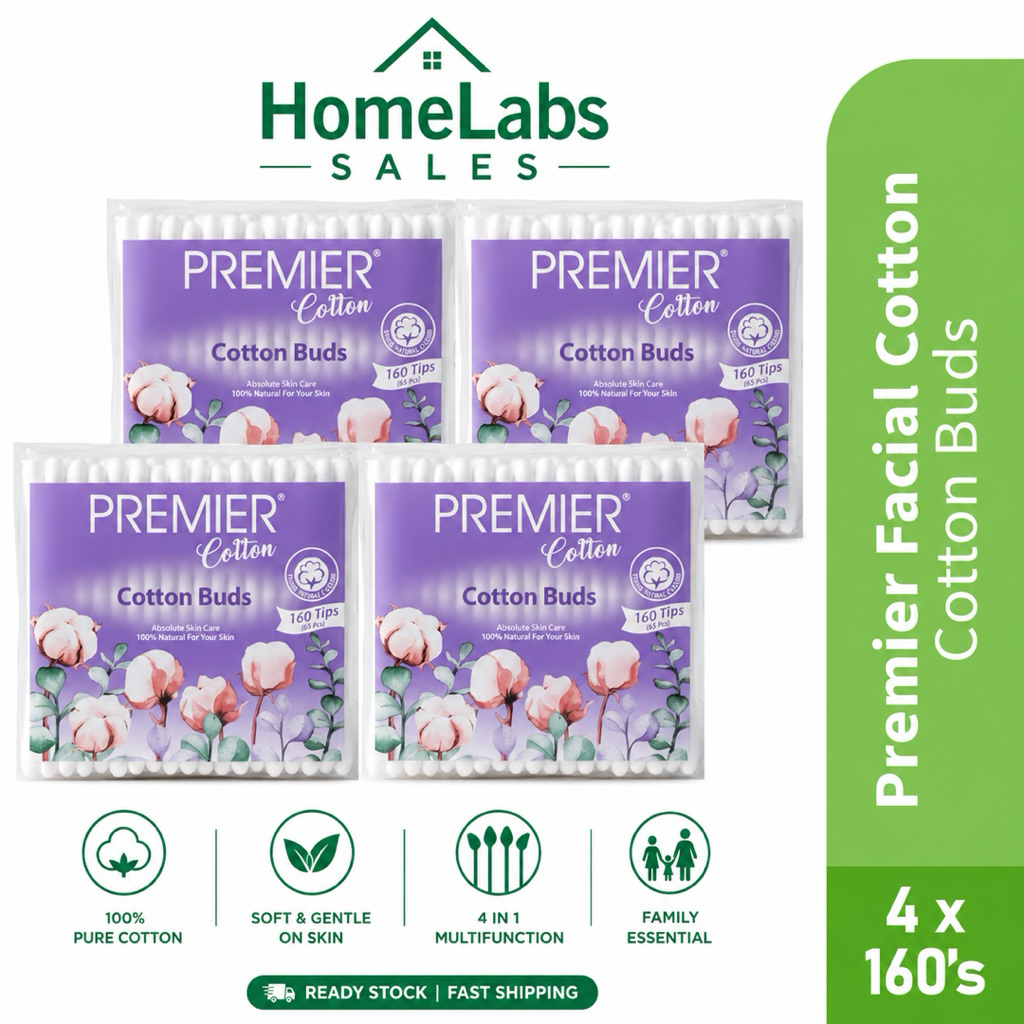 Premier Cotton Bud 4 In 1 Family Pack สําลีนุ่มหูและทําความสะอาดเครื่องสําอาง