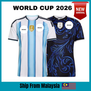 (S-4XL) Argentina Home Away World Cup 2026 Football Jersey Kit Unisex Jersi Bola Sepak