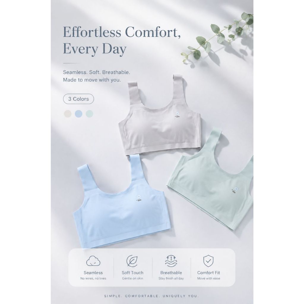 KID GIRL TEEN BRA INNER WEAR/BAJU DALAM KANAK-KANK PEREMPUAN/SPORT BRA/KAIN SEJUK COOL MATERIAL/มาให