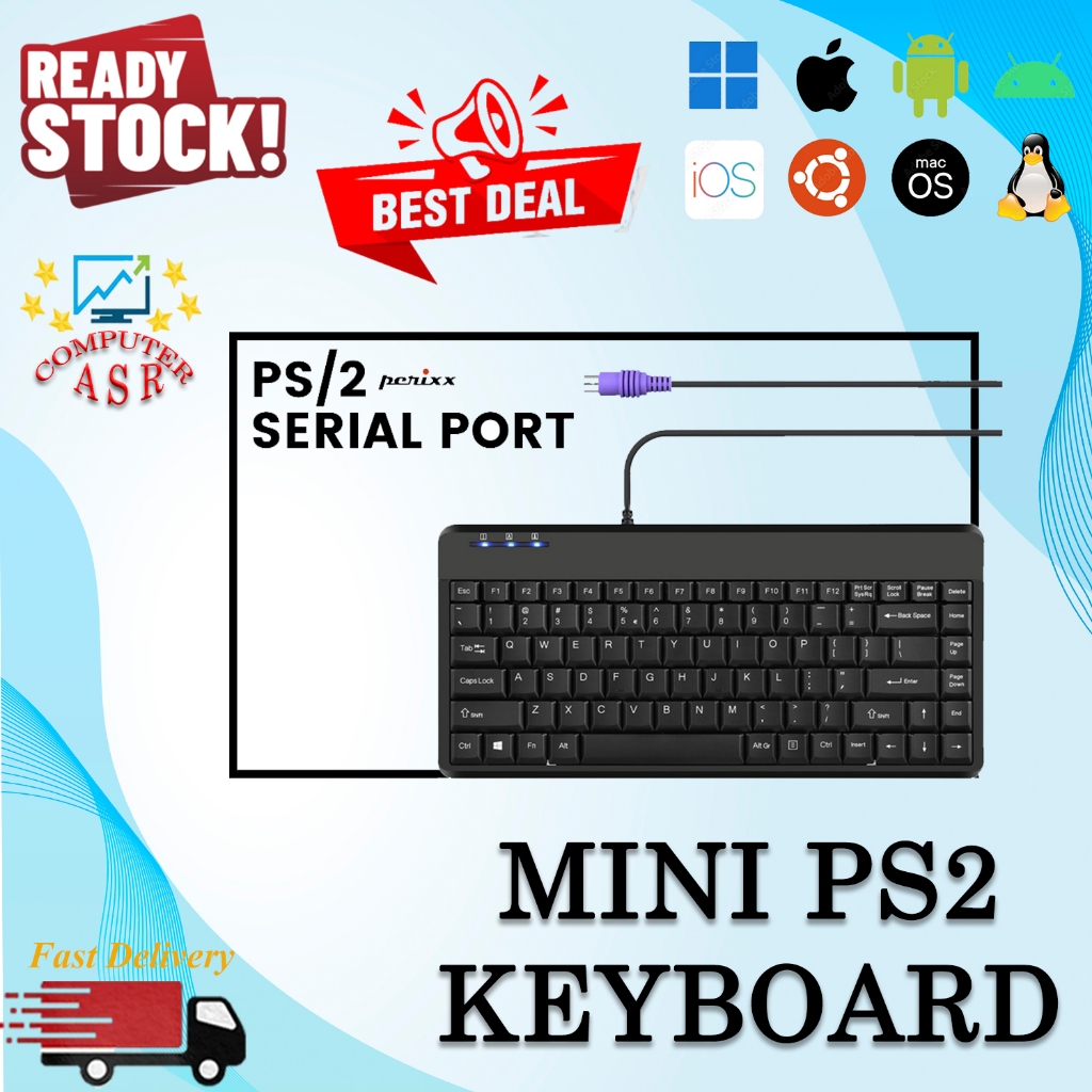 คีย์บอร์ด WIRED PS2 \ เข้ากันได้กับพีซี , แล็ปท็อป , TABLET , WINDOWS ,MACOS , LINUX