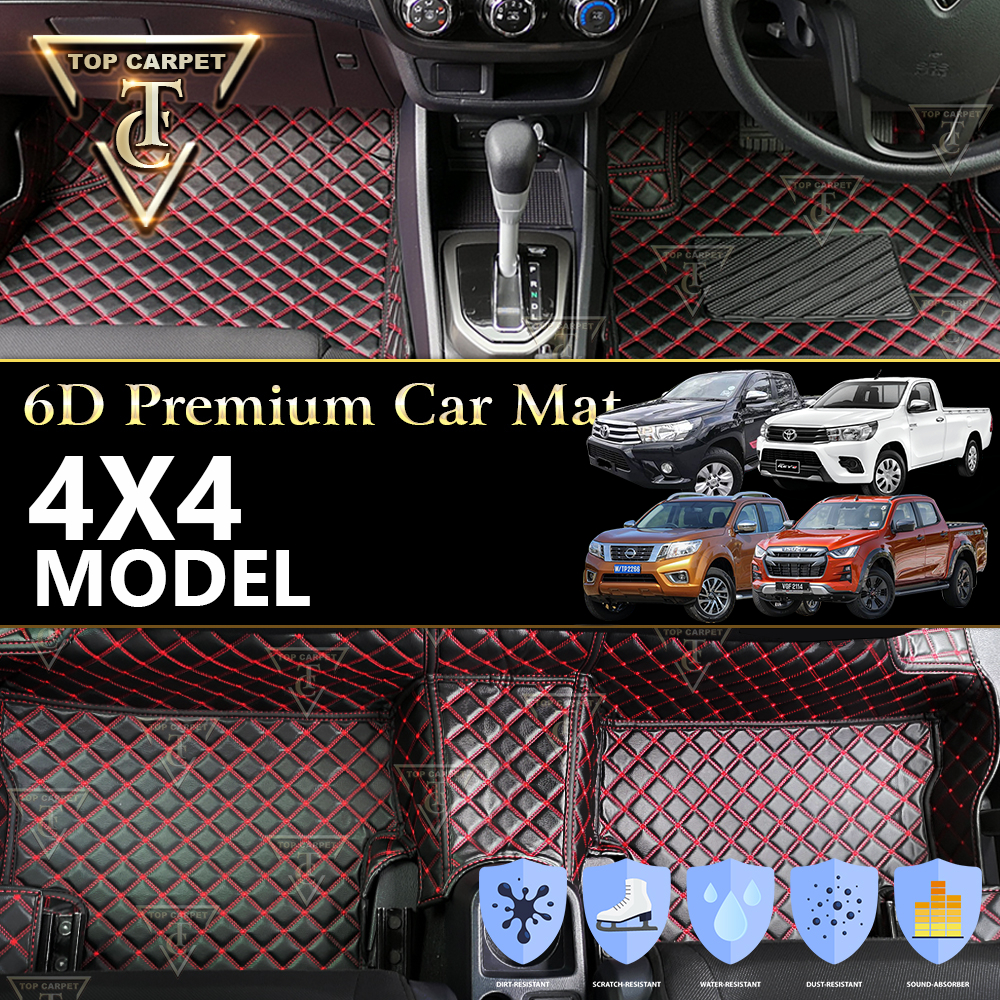 พรมตัวท็อป [ 4X4 PICKUP LIVE ] เสื่อหนัง PU 6D สําหรับ TRITON, HILUX, D-MAX, NAVARA