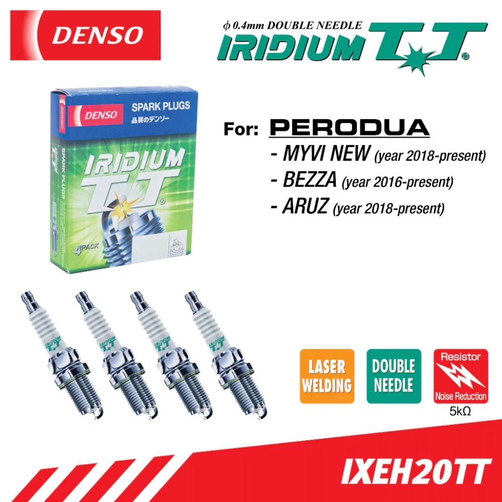 หัวเทียน DENSO Iridium TT IXEH20TT สําหรับ Perodua Myvi Bezza Aruz - 267700-8500