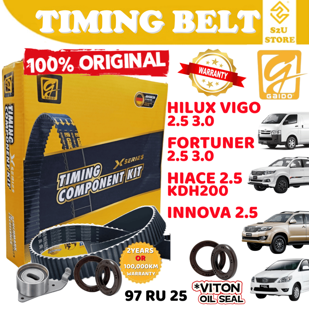 S2U Gaido ชุดเข็มขัดไทม์มิ่ง Toyota Hilux Vigo Fortuner Diesel Hiace Van KDH200 Innova Diesel