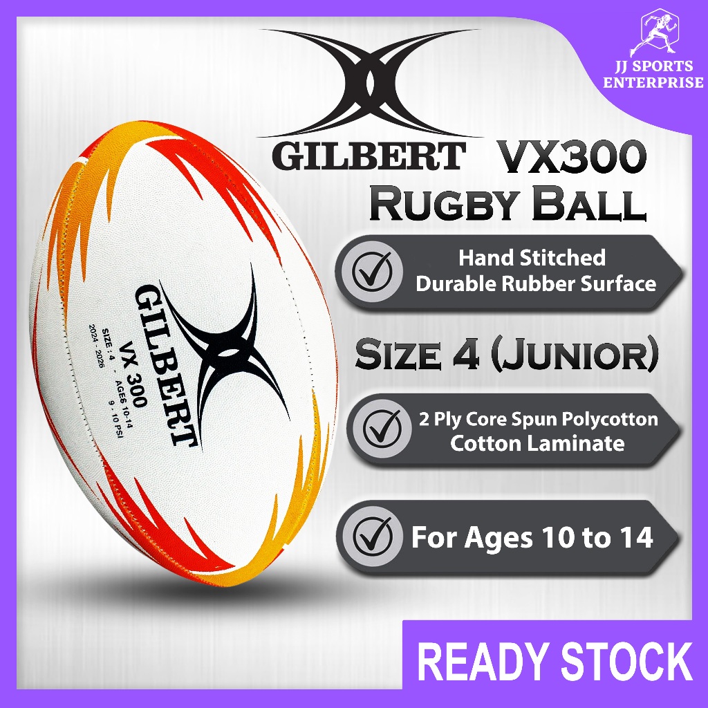 Gilbert VX300 Rugby Ball VX 300 ขนาด 4 Blue Bola Ragbi Bola Sukan Bola Ragbi Latihan ระดับ MSSM