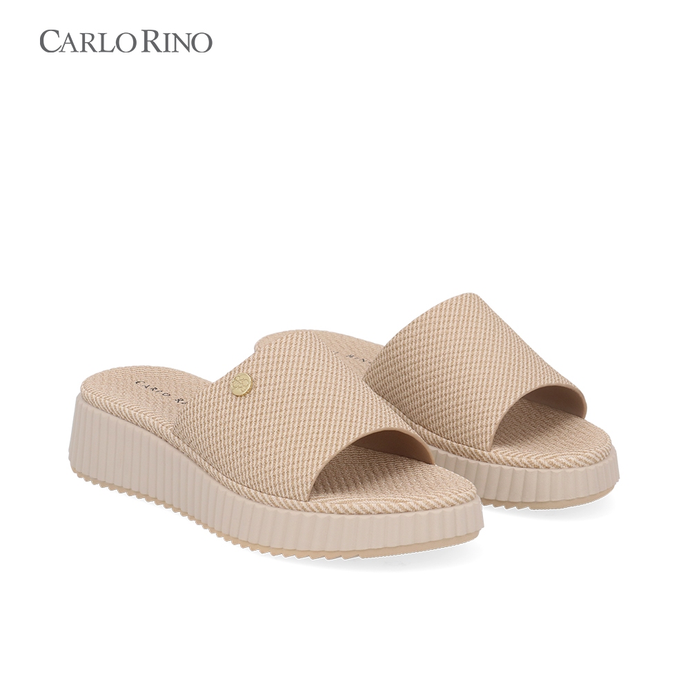 Carlo Rino CR Isla Platform Wedges - สีเบจเข้ม