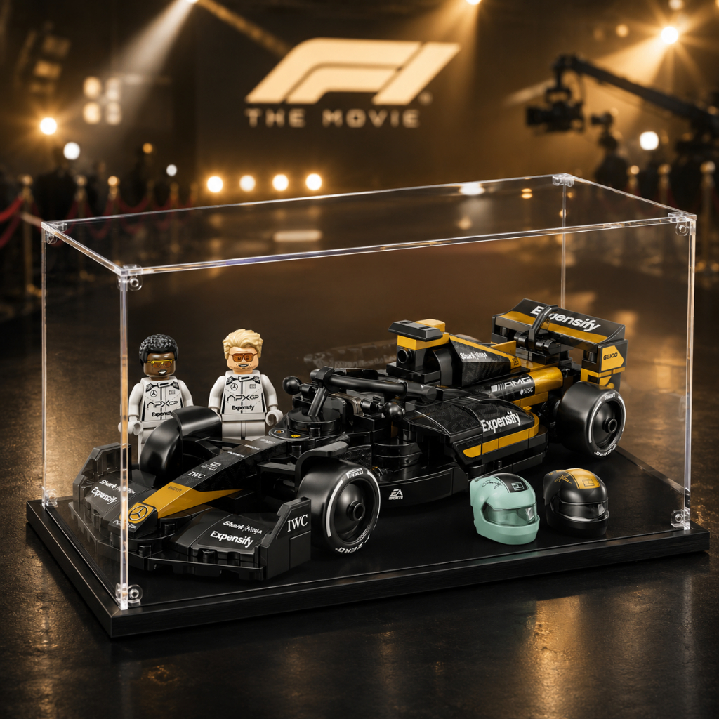 Lego Storage Box Acrylic Display Case สําหรับ 77252 APXGP Team Race Car จาก F1® The Movie Popmart Labubu Figure Collection