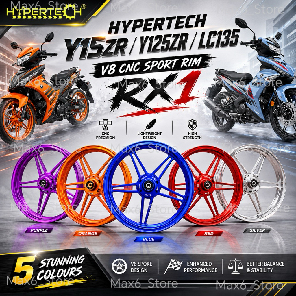 HYPERTECH PRO RX1 SPORT RIM LC135 V8 Y125Z Y125ZR Y15ZR Y16ZR 160/185-17 AKA 510 CNC CAST WHEEL RIM 