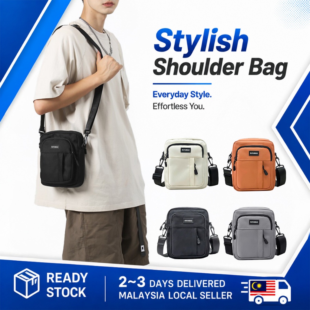 Sling Bag Man Casual Shoulder Bag Man Outdoor Messenger Bag กระเป๋าสะพายลายหนังผู้ชาย Cantik Viral