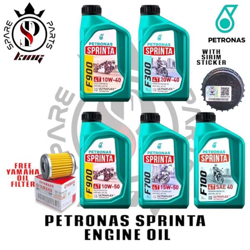PETRONAS SPRINTA 4T VARIANTS F700 15W50 F900 10W40 10W50 F100 SAE40 F300 20W40 4T ENGINE OIL MINYAK 