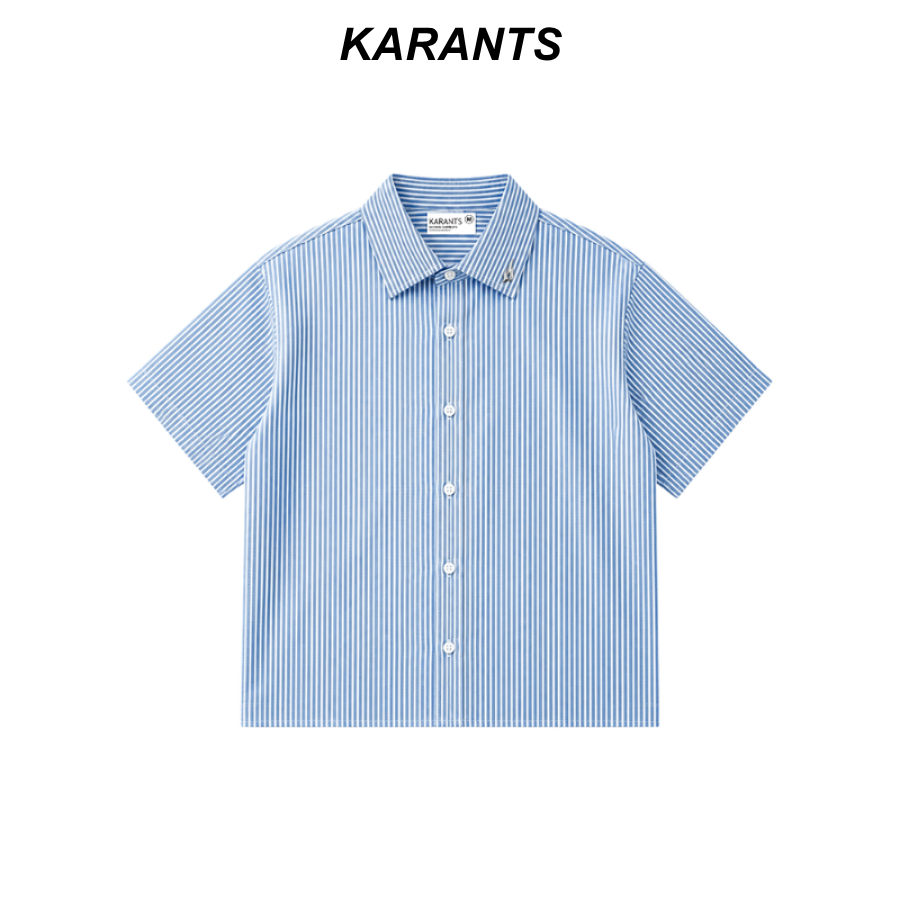 KEMEJA Karants เสื้อเชิ้ตทรงกล่องผ้าอ๊อกซ์ฟอร์ดพร้อมอุปกรณ์เสริมโลหะธรรมดาสําหรับผู้ชาย & - KR470
