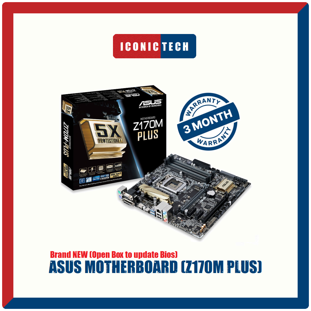 ASUS Z170M-PLUS ซ็อกเก็ต LGA 1151 Intel Z170 Micro ATX เมนบอร์ด (สําหรับ Intel Core 6th & 7th Gen)