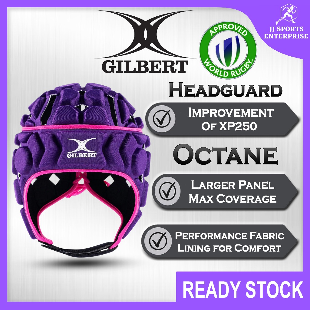 Gilbert Octane Head Guard Headguard หมวกกันน็อคผู้รักษาประตูรักบี้หมวกป้องกันศีรษะหมวกสีม่วง/ชมพู