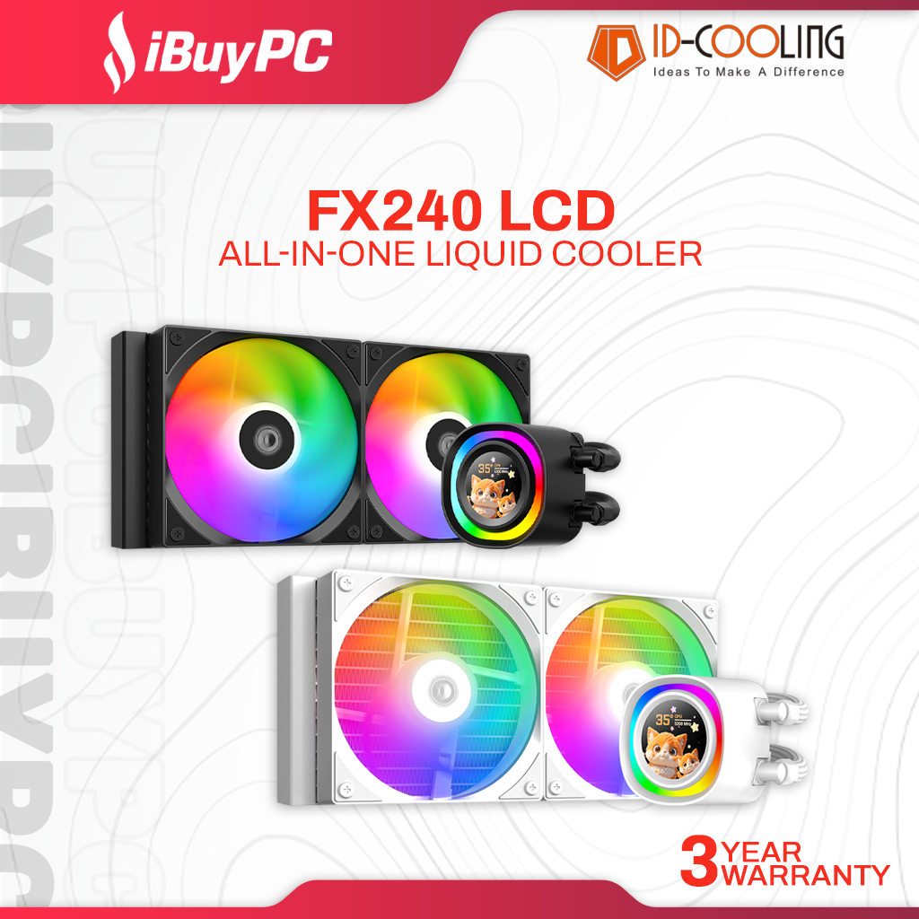 ID-COOLING FX240 LCD ARGB 240mm CPU AIO Liquid Cooler (ดํา/ขาว)