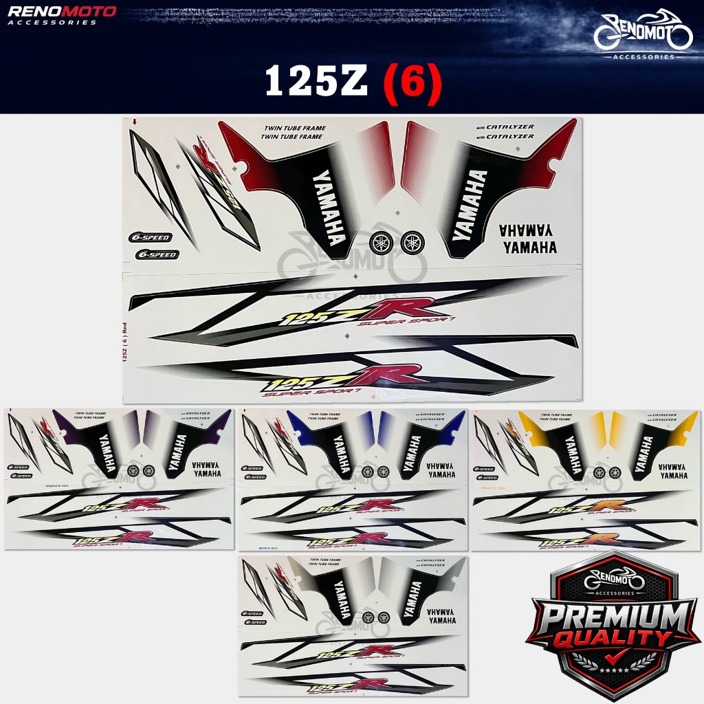 Yamaha 125Z (6) Y125ZR / Y125Z / Z125 Body Stripe Sticker Set Premium