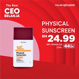 [CEO] The Raw. Cera-Shield Physical Sunscreen SPF 50+ PA++++* Broad Spectrum UVA / UVB (For Face & Body) 30ml