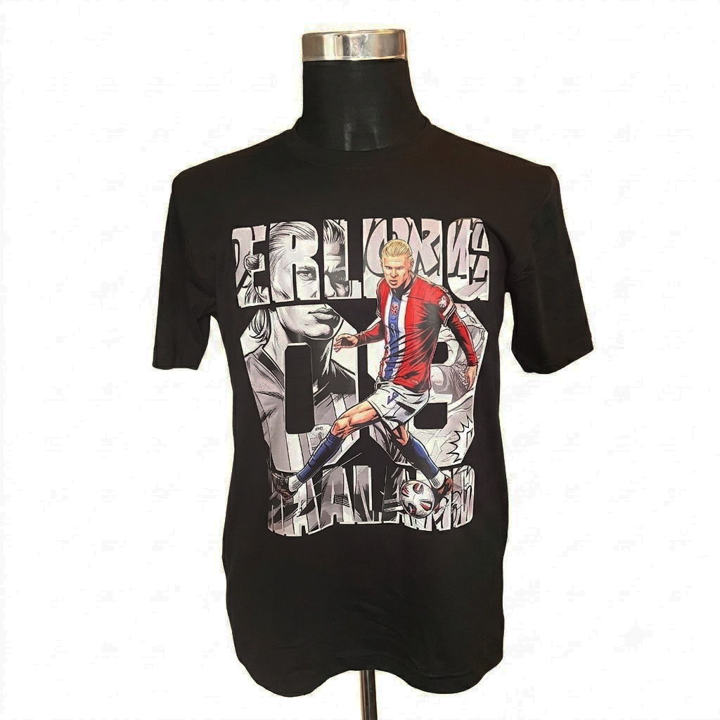 เสื้อยืดผ้าฝ้ายพรีเมี่ยม Bola Sepak World Cup 2026 Player Caricature Series - ERLING HAALAND NORWAY 