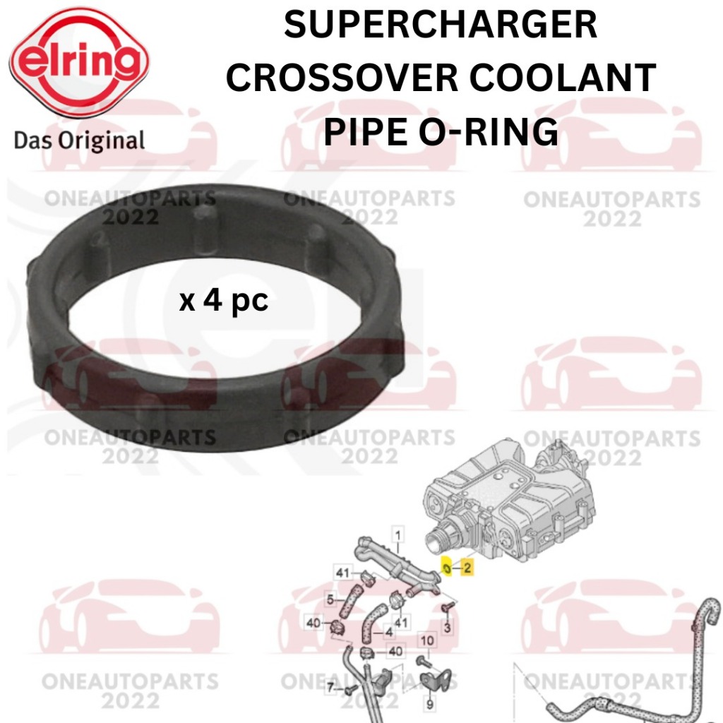 ELRING GERMANY SUPERCHARGER CROSSOVER COOLANT PIPE O RING (4PCS) AUDI Q7 (4LB) 3.0 TFSI A6 C6 C7 3.0