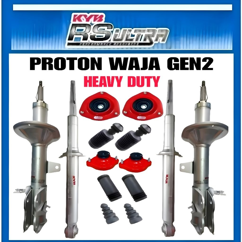 KYB RS ULTRA PROTON WAJA GEN2 HEAVY DUTY ABSORBER FRONT / REAR + MOUNTING + BOOT SILICONE KYB SUSPEN