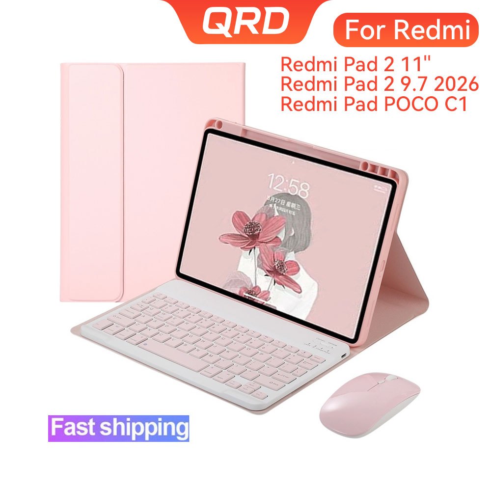 เคสคีย์บอร์ด QRD สําหรับ Xiaomi Redmi Pad 2 11 นิ้ว 2025,คีย์บอร์ด Bluetooth แม่เหล็กแบบถอดได้