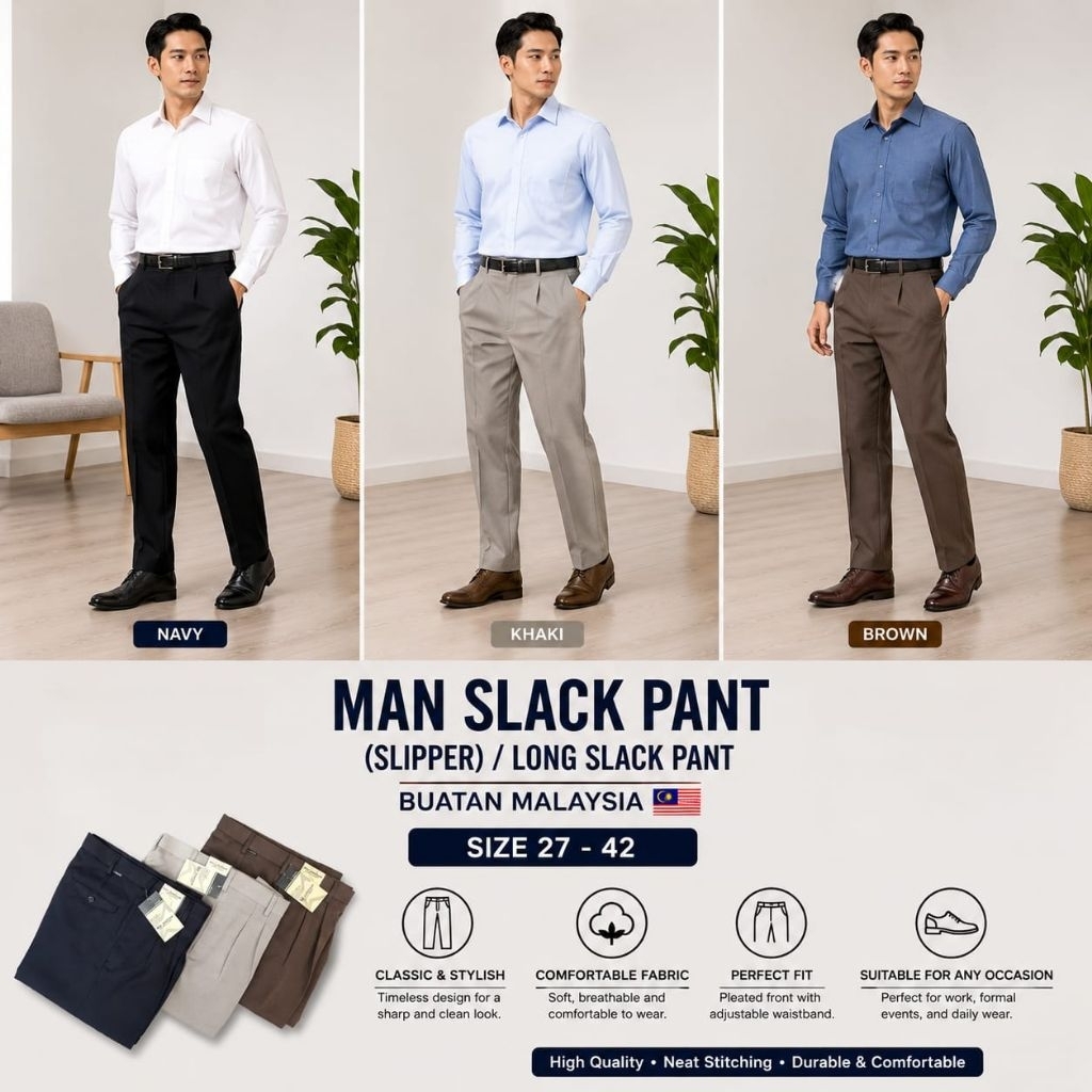 ผู้ชาย FORMAL PANT / SLACK PANT คุณภาพสูง /SELUAR PANJAANG SLACK /SELUAR OFFICE GOOD QUALITY