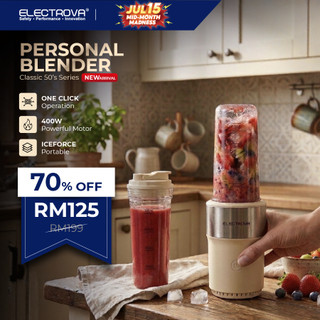 Electrova Personal Blender | 500ml BPA-Free Cup x 2 | 6-Leaf Blade | 2 Blending & Travel Cups | Detachable Design